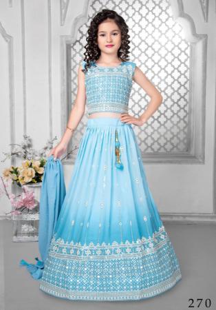 Picture of Superb Georgette Sky Blue Kids Lehenga Choli