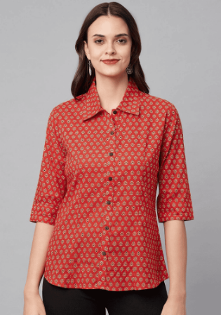 Picture of Radiant Cotton Fire Brick Kurtis & Tunic