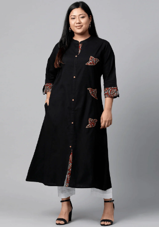 Picture of Gorgeous Cotton Black Kurtis & Tunic