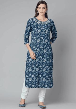 Picture of Exquisite Cotton Midnight Blue Kurtis & Tunic