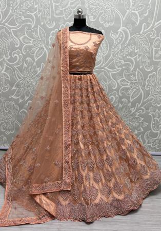 Picture of Pretty Net Dark Olive Green Lehenga Choli