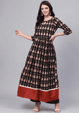 Picture of Graceful Cotton Black Kurtis & Tunic