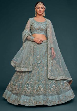 Picture of Enticing Net Light Slate Grey Lehenga Choli