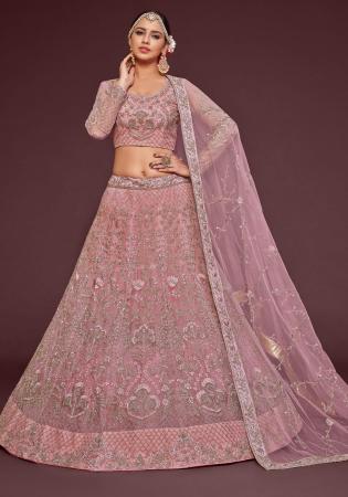 Picture of Charming Net Rosy Brown Lehenga Choli