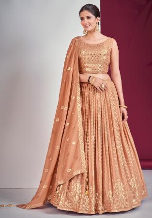 Picture of Stunning Georgette Tan Lehenga Choli