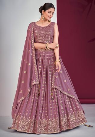 Picture of Beautiful Georgette Rosy Brown Lehenga Choli