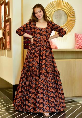 Picture of Cotton & Silk Saddle Brown Kurtis And Tunic