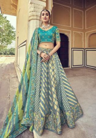 Picture of Enticing Silk Light Slate Grey Lehenga Choli