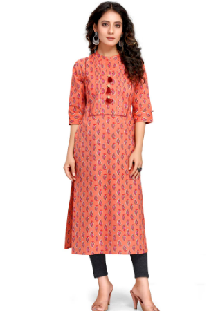 Picture of Superb Cotton Salmon Kurtis & Tunic