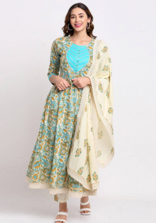 Picture of Ideal Cotton Off White Readymade Salwar Kameez