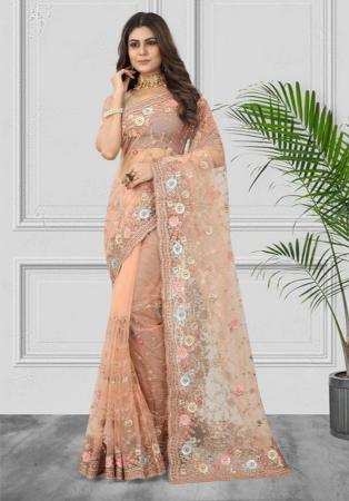 Picture of Beauteous Net Rosy Brown Saree