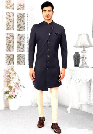 Picture of Splendid Silk Navy Blue Indo Western