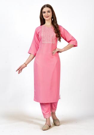 Picture of Rayon & Cotton Light Coral Kurtis And Tunic