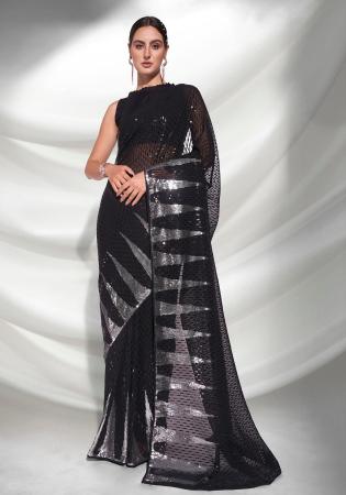 Picture of Exquisite Georgette Black Saree