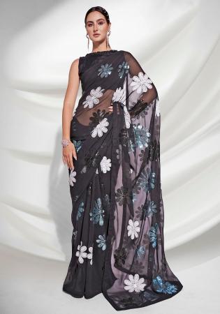 Picture of Fascinating Georgette Black Saree