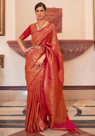 Picture of Alluring Silk Fire Brick Saree