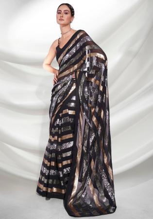 Picture of Fascinating Georgette Black Saree