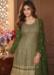 Picture of Georgette Dark Olive Green Straight Cut Salwar Kameez