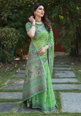 Picture of Bewitching Cotton Dark Sea Green Saree