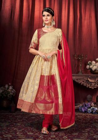 Picture of Excellent Silk Tan Readymade Salwar Kameez