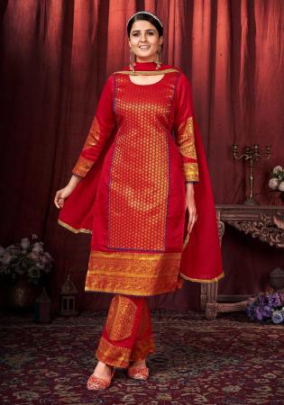 Picture of Charming Silk Indian Red Readymade Salwar Kameez