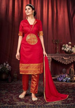 Picture of Comely Silk Crimson Readymade Salwar Kameez