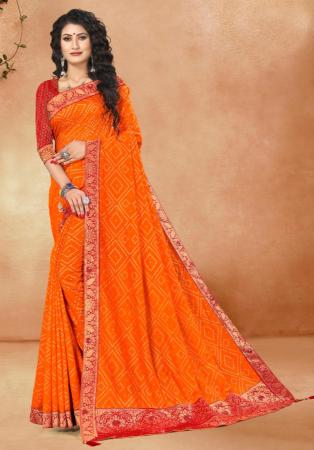 Picture of Graceful Silk Orange Red Saree