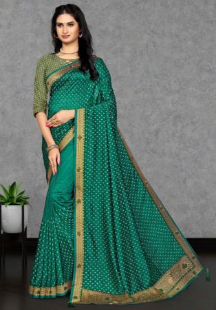 Picture of Well Formed Silk Teal Saree