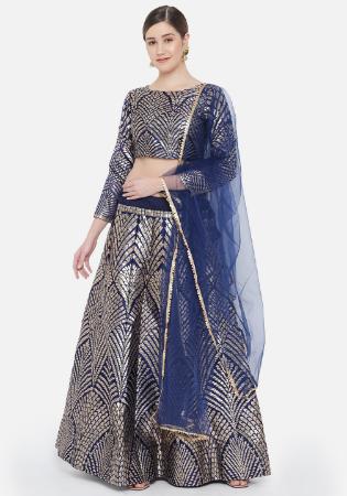 Picture of Good Looking Silk Dark Slate Blue Lehenga Choli