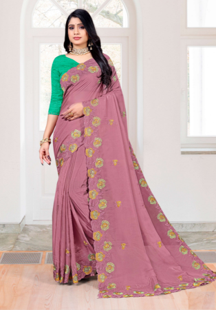 Picture of Pleasing Organza Plum Saree