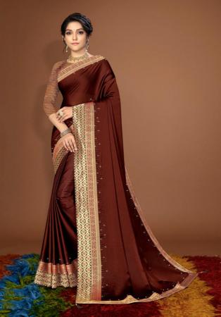 Picture of Shapely Satin & Silk Maroon Saree