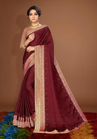 Picture of Resplendent Satin & Silk Fuchsia Saree