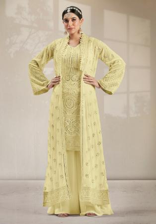 Picture of Good Looking Georgette Tan Straight Cut Salwar Kameez