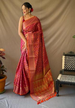 Picture of Magnificent Silk Medium Violet Red Saree