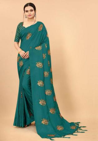 Picture of Good Looking Silk Sea Green Saree