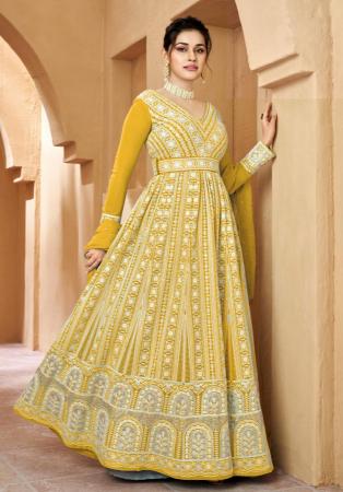 Picture of Excellent Georgette Golden Rod Readymade Gown