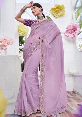 Picture of Marvelous Satin & Organza Plum Saree