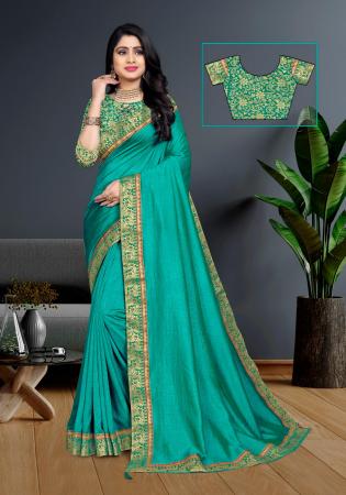 Picture of Gorgeous Silk Teal Saree