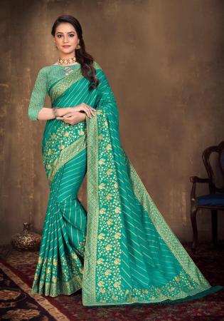 Picture of Lovely Silk Teal Saree