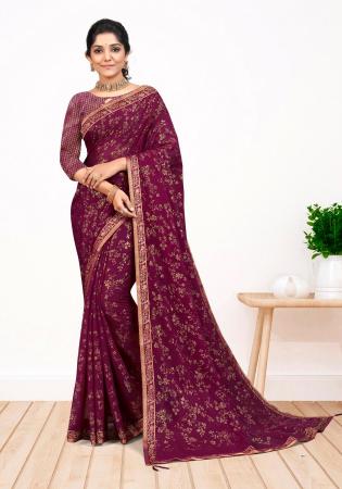 Picture of Magnificent Silk Dark Magenta Saree