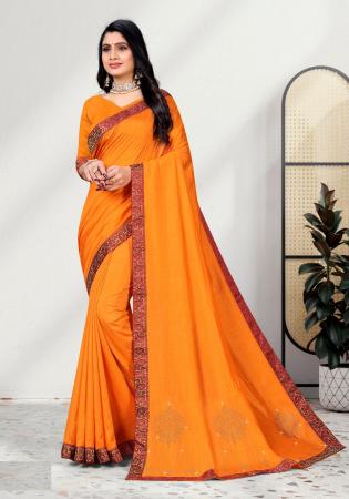 Picture of Grand Silk Dark Orange Saree