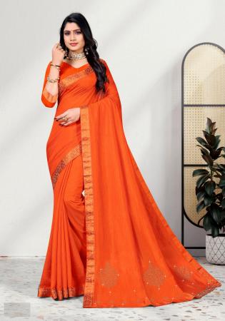 Picture of Well Formed Silk Tomato Saree