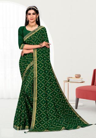 Picture of Nice Silk Forest Green Saree