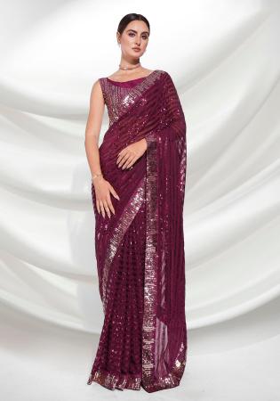 Picture of Lovely Georgette Brown Saree