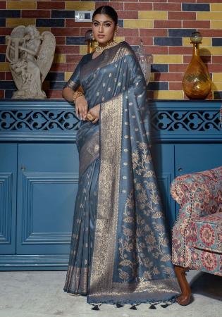 Picture of Comely Silk Dark Slate Grey Saree