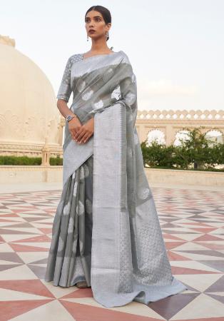 Picture of Bewitching Linen Grey Saree