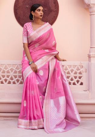 Picture of Stunning Linen Pale Violet Red Saree