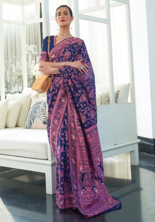 Picture of Pleasing Chiffon Dark Slate Blue Saree