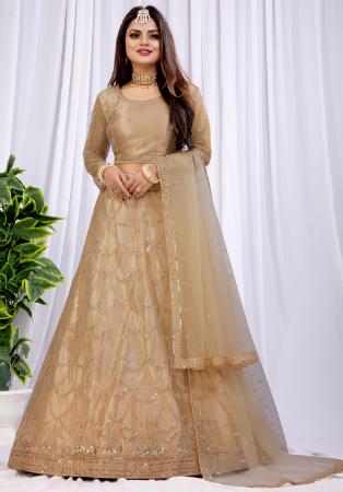 Picture of Beautiful Net Bisque Lehenga Choli