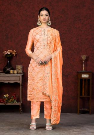 Picture of Marvelous Cotton Orange Straight Cut Salwar Kameez